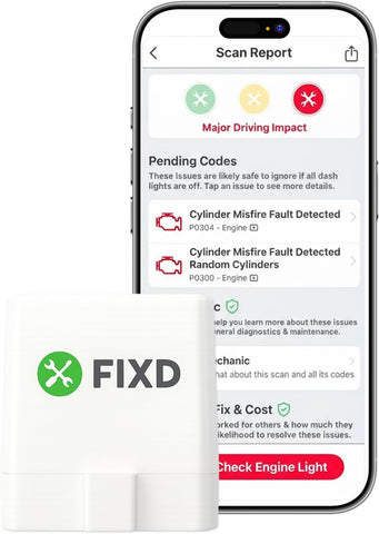 FIXD Bluetooth OBD2 Scanner - Car Diagnostic Check Engine Code Reader