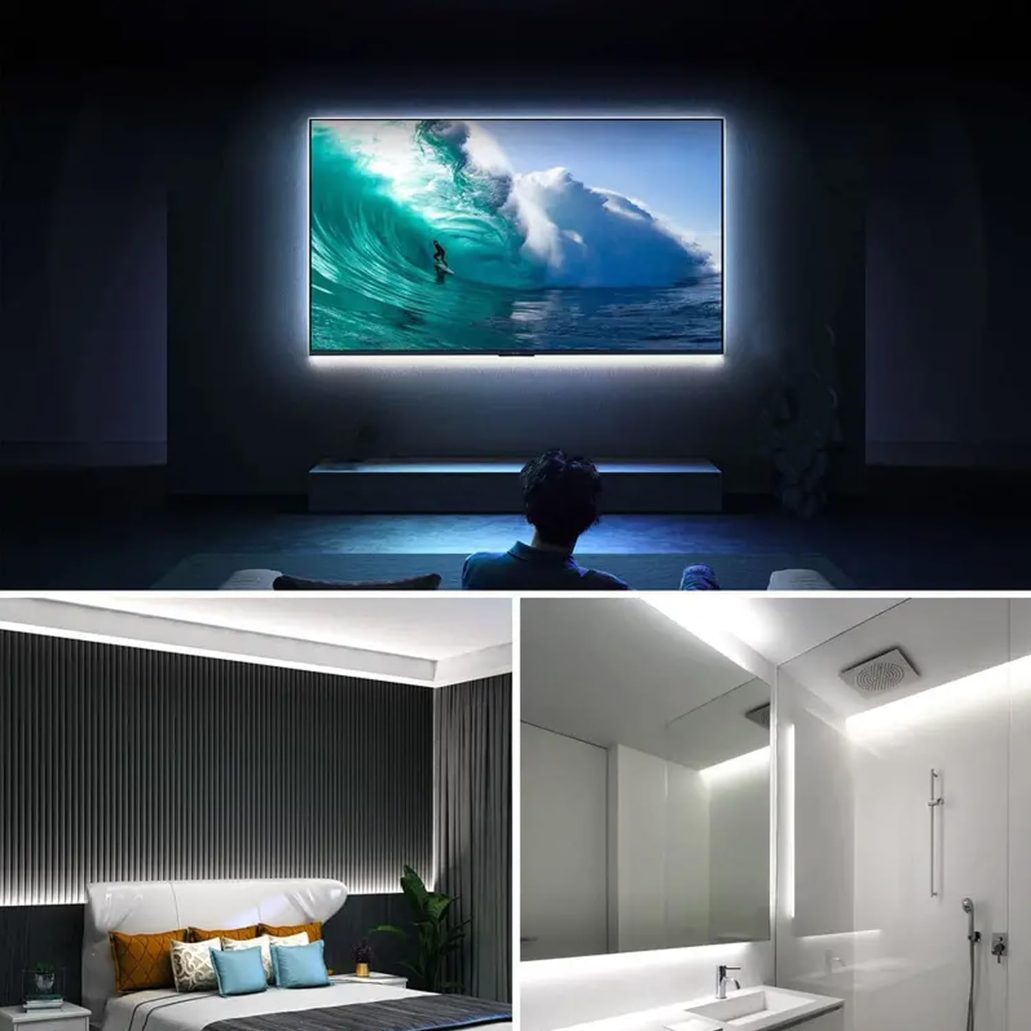 ZSLAIFU A 5V USB LED Light Strip, COB LED Strip Lights, White 5V LED Lights, Small LED Strip Light, TV Lights for TV Under Cabinet Kitchen Living Room Shelving or Displays (White, 3.28ft)