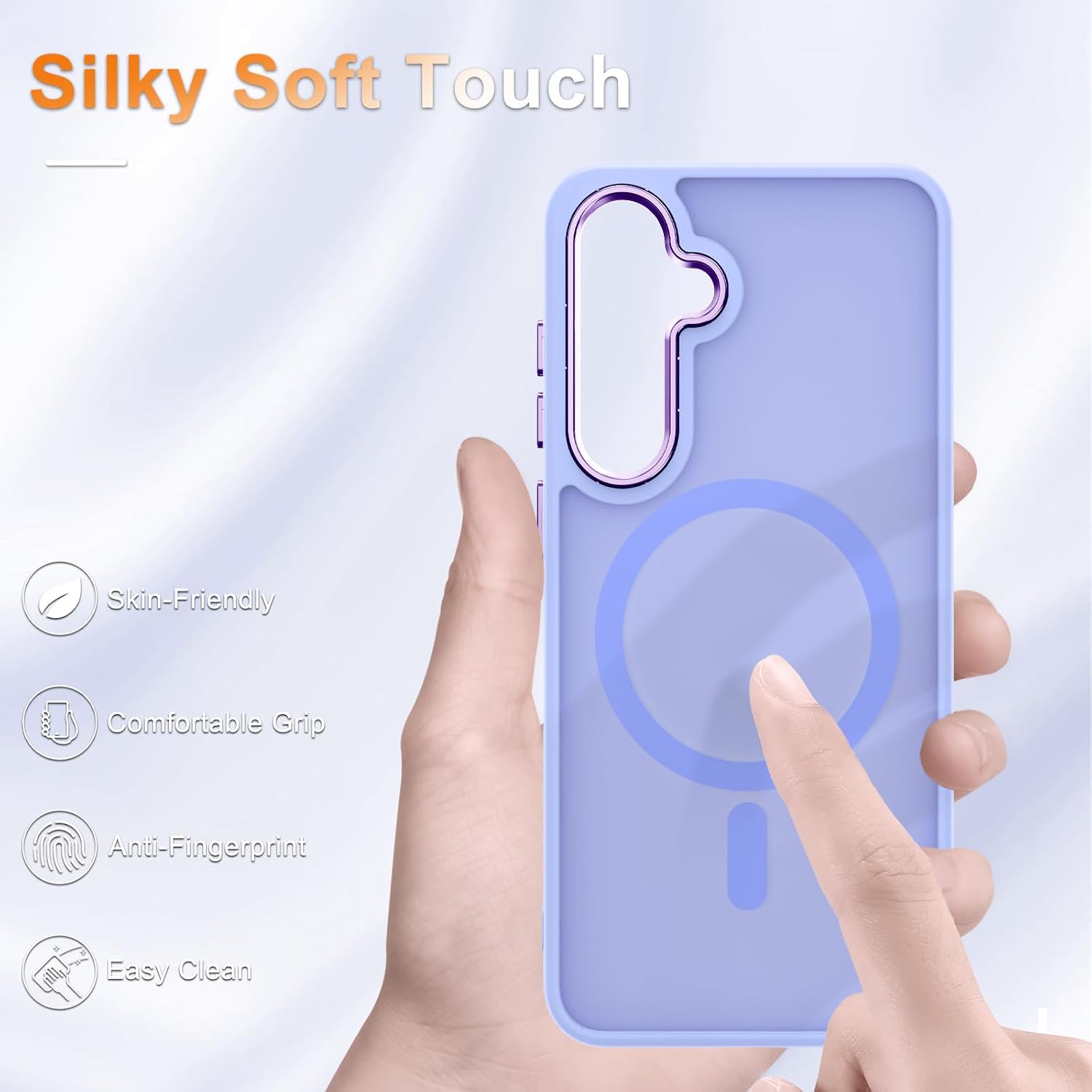 for Samsung Galaxy S25 FE Case, Matte Magnetic Case, Lavender Purple