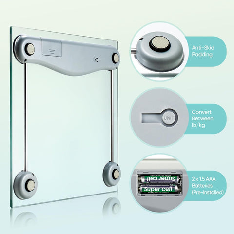 Etekcity Digital Body Weight Bathroom Scale, 6mm Tempered Glass, 400 lbs