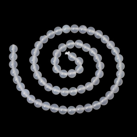 60PCS 6mm Natural White Agate Gemstone Round Loose Beads for Jewelry Making 1 Strand 15"