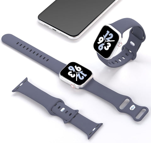 Sport Band Compatible with Apple Watch 38mm 40mm 41mm 42mm 44mm 45mm 46mm 49mm, Replacement Soft Silicone Strap Wristbands for iWatch Series 11/10/9/8/7/6/5/4/3/2/1 Ultra SE Women Men, Blue Gray