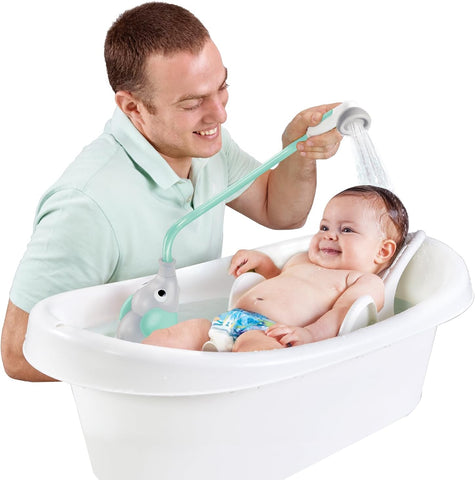 Yookidoo Baby Bath Shower Head - Elephant Water Pump and Trunk Spout Sprayer - One Handed Flow Control for Newborn Babies in Tub Or Sink (Turquoise)