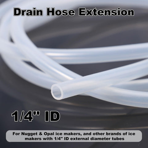 Drain Hose Extension for Nugget & Opal Ice Maker, 1/4'' ID Silicone Ice Maker Drain Hose with 2pcs Connectors