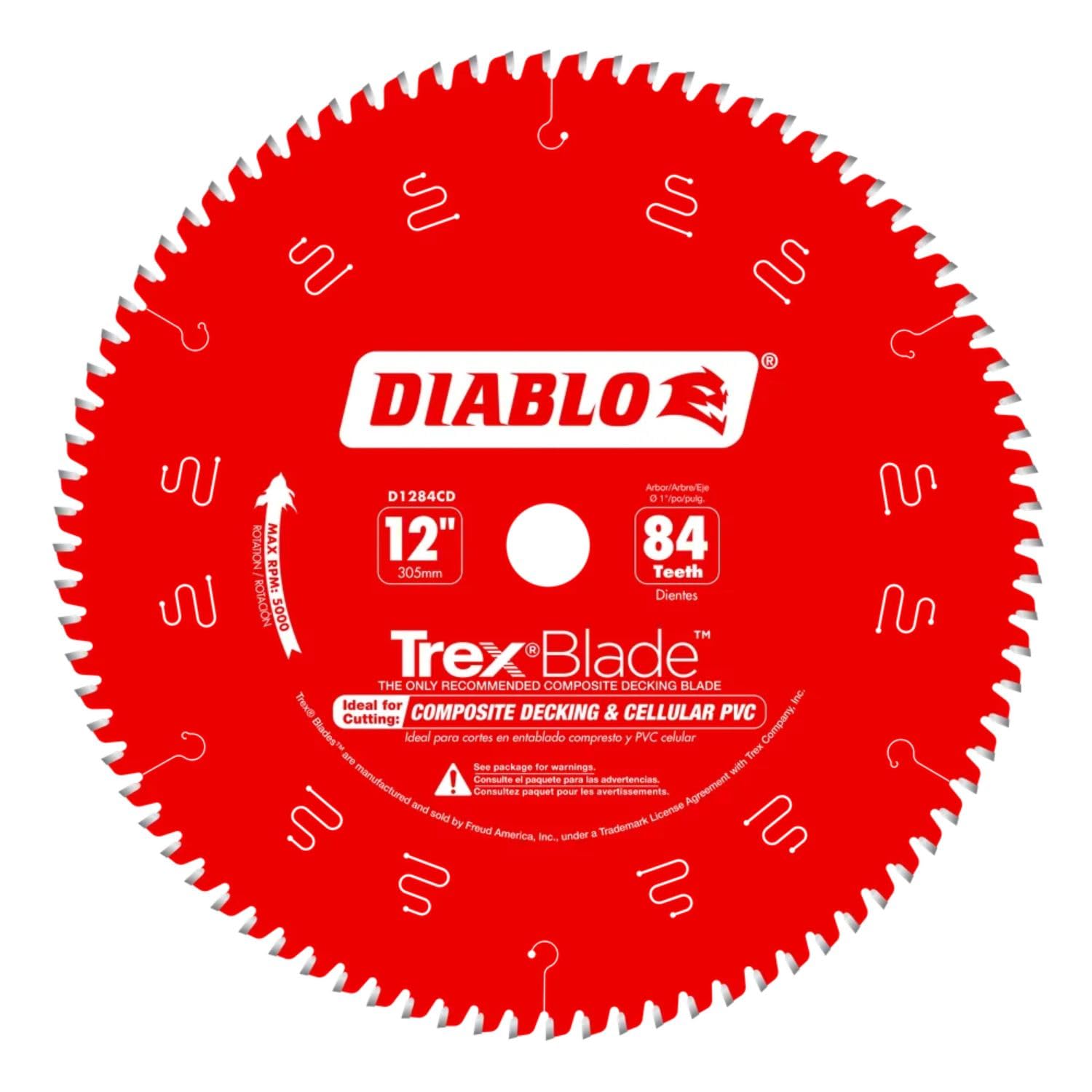 Diablo TrexBlade Saw Blade - 12" Diameter, 84 MTCG Teeth, 1" Arbor