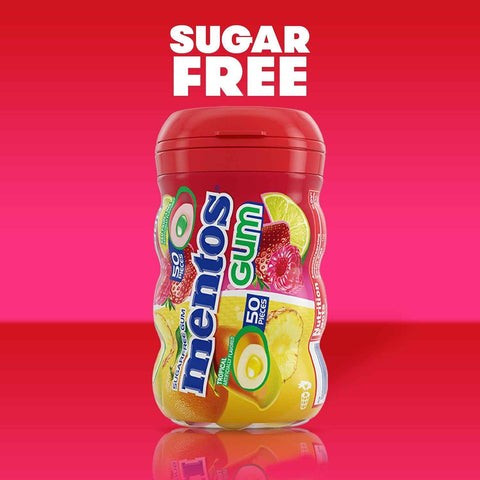 Mentos Sugar Free Chewing Gum, Red Fruit Lime, 50 Piece Bottle (6 Pack) | Contains Xylitol, Perfect for Long Lasting Fresh Breath at School, Work & Travel