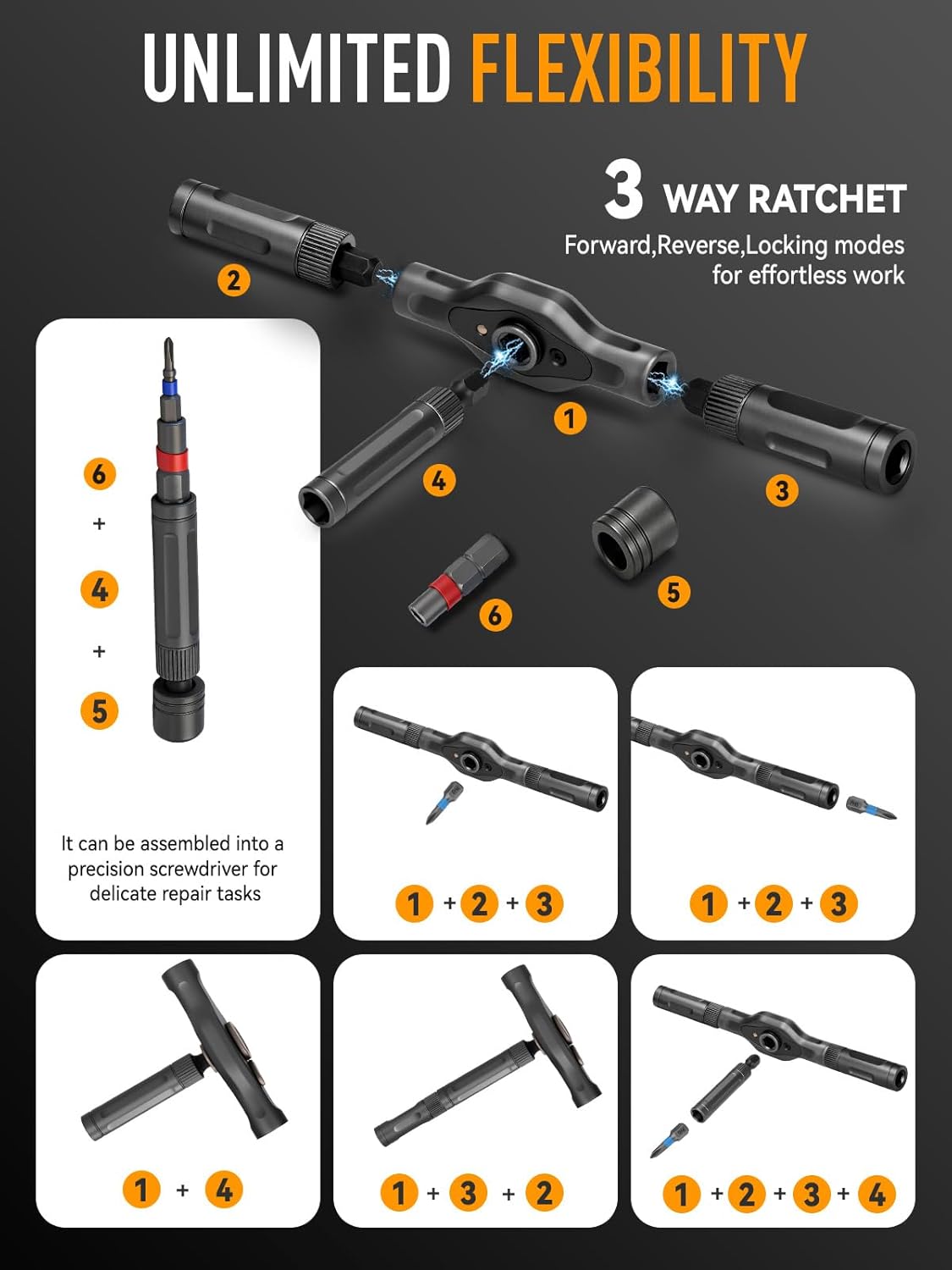 KELIN 68 IN 1 Magnetic Ratchet Screwdriver Set with Detachable T Handle