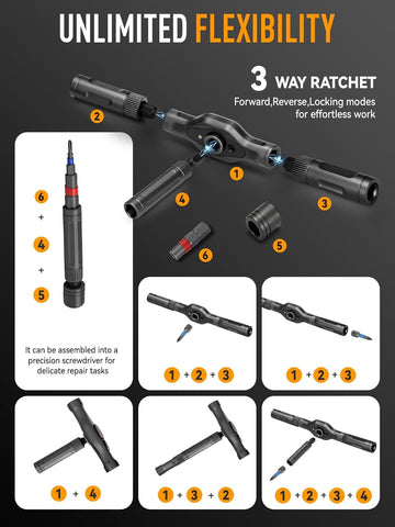 KELIN 68 IN 1 Magnetic Ratchet Screwdriver Set with Detachable T Handle