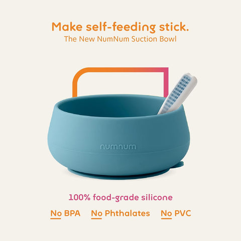 NumNum Baby Suction Bowl & Spoons Set 4+ Mo, Mauve