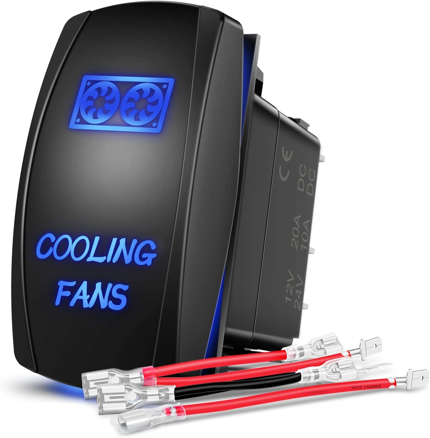 Nilight Cooling Fans Rocker Switch with Jumper Wires Set 5Pin Laser Blue