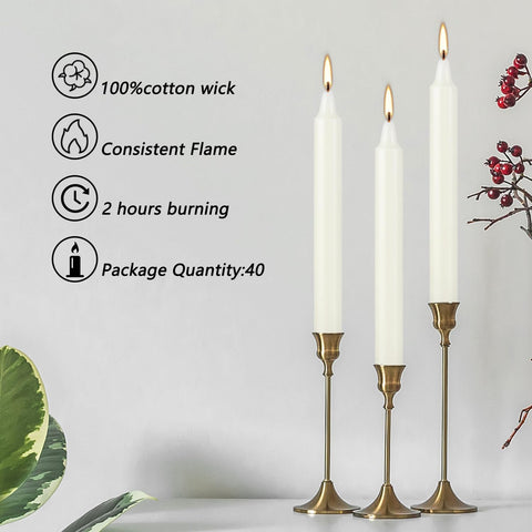 4 Inch Tall 40 Pack Ivory Candles Mini Unscented Taper Candles for Christmas,Household, Wedding, Rituals, Prayer, Birthdays, Meditation, Altar,Party and Home Décor Candlesticks