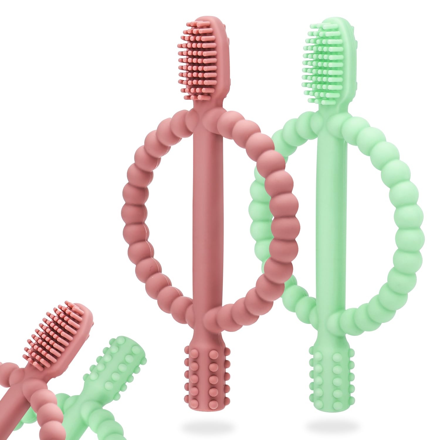MISSLILI Baby Teething Toys with Easy-Hold Handle, Infant Toothbrush