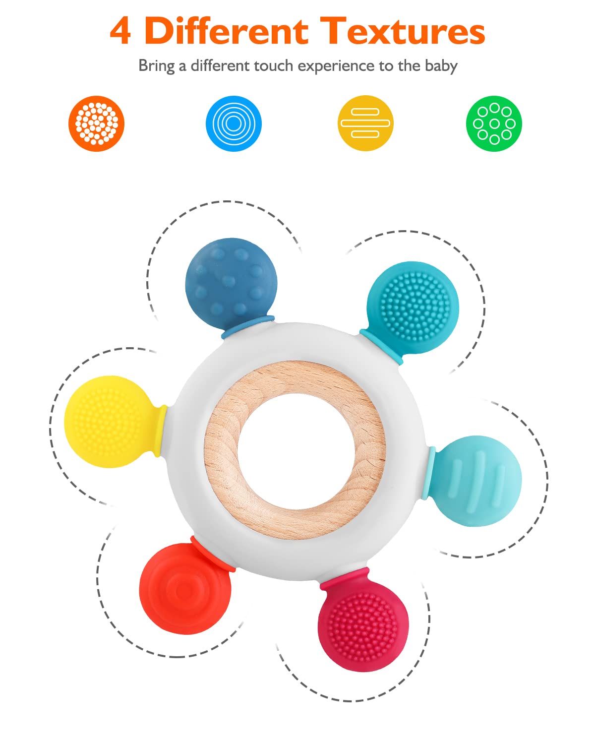 akolik Baby Teething Toys,Silicone Teething Relief Teethers Toy for Babies 0-3-6-9-12 Months Old Boys Girls BPA Free Baby Chew Toys Infant Toys Newborn Accessories