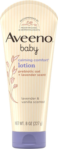 Aveeno Baby Calming Comfort Moisturizing Body Lotion with Relaxing Lavender & Vanilla Scents, Non-Greasy Baby Lotion, Natural Oatmeal & Dimethicone, Paraben- & Phthalate-Free, 8 fl. oz