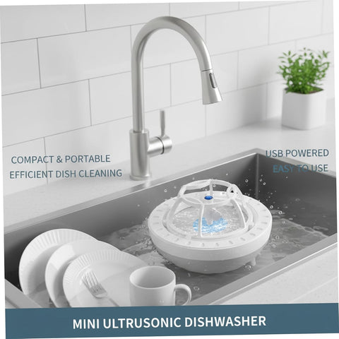 Mini Dishwasher for Kitchen Sink, Portable Dish Washer with Powerful Wave Cleaning & IP67 Waterproof, USB Powered Compact Dishwasher for Daily Use (Blue) Portable Dish Washer Sink