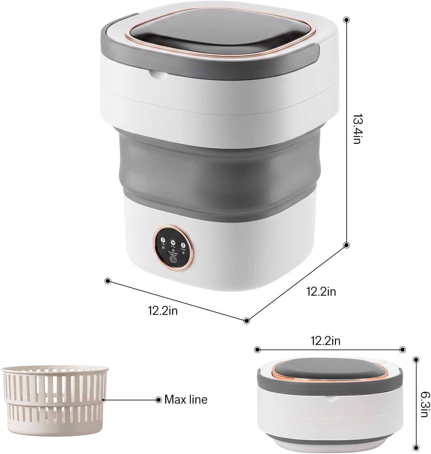 Portable Washing Machine 20L Mini Foldable Washer with Spin Baket, 3 Cleaning Modes Space-Saving Laundry Machine for Travel, Dorms, Camping and Apartments-Ideal for Baby Clothes, Underwear, Socks