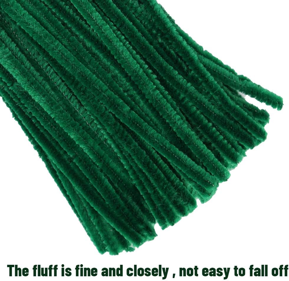 100 Pieces Pipe Cleaners Bulk Chenille Stem Green Pipe Cleaners