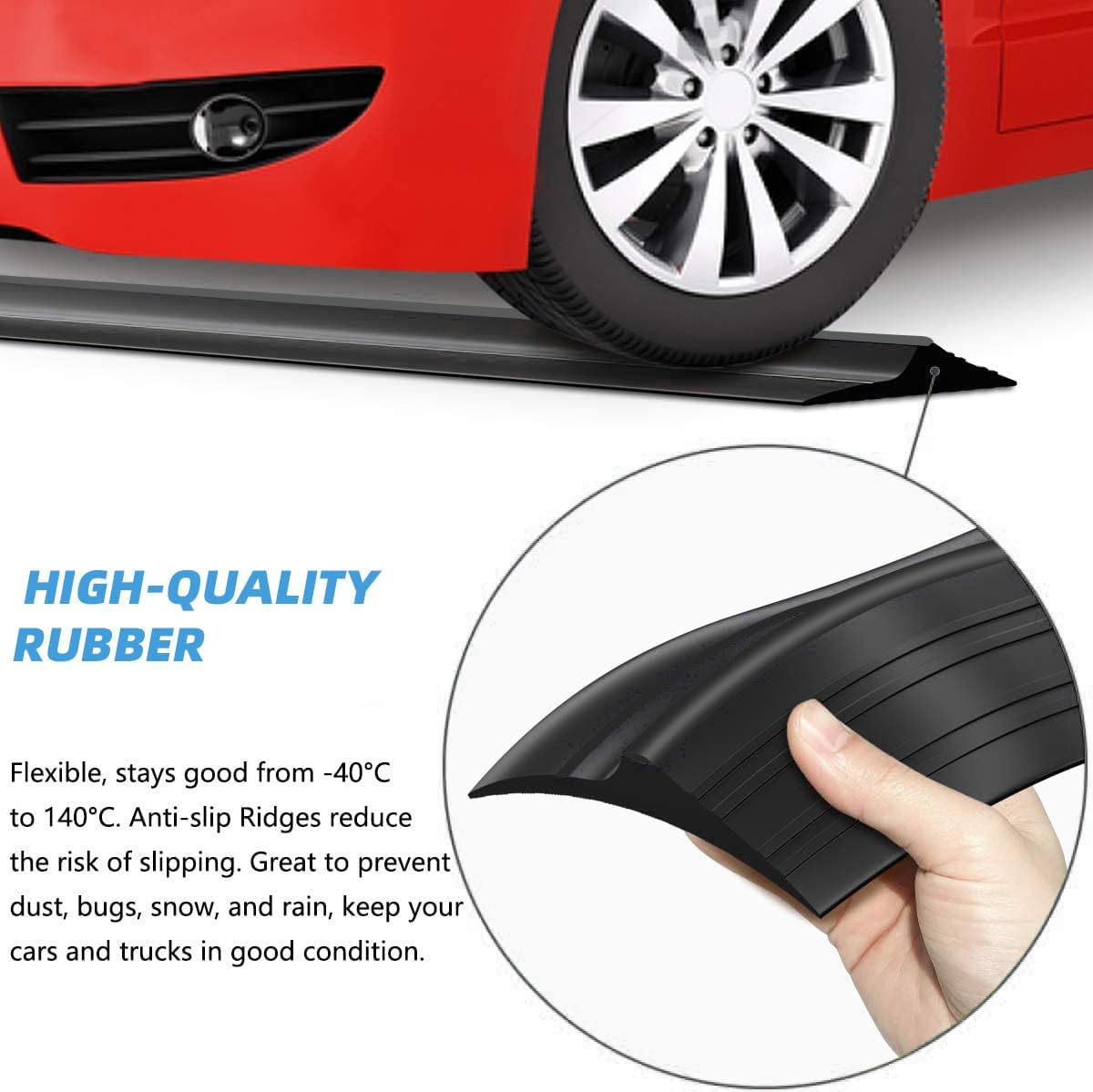 Jin&Bao Universal Garage Door Threshold Seal Strip 20FT Kit, Bottom Waterproof Rubber Weather Stripping Replacement（Black, 2 Adhesive）