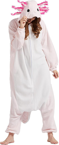 DELEY Unisex Axolotl Costume Adult Onesie Halloween Cosplay Costumes