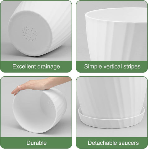 YNNICO 7.5/7/6.5/6/5.5/4.5/3.5 Inches Plant Pots with Drainage and Saucers