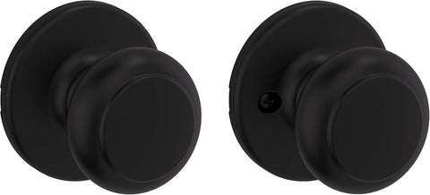 Kwikset Cove Interior Passage Door Knob, Handle for Closet and Hallway Doors, Non-Locking Doorknob, Matte Black (Pack of 4)