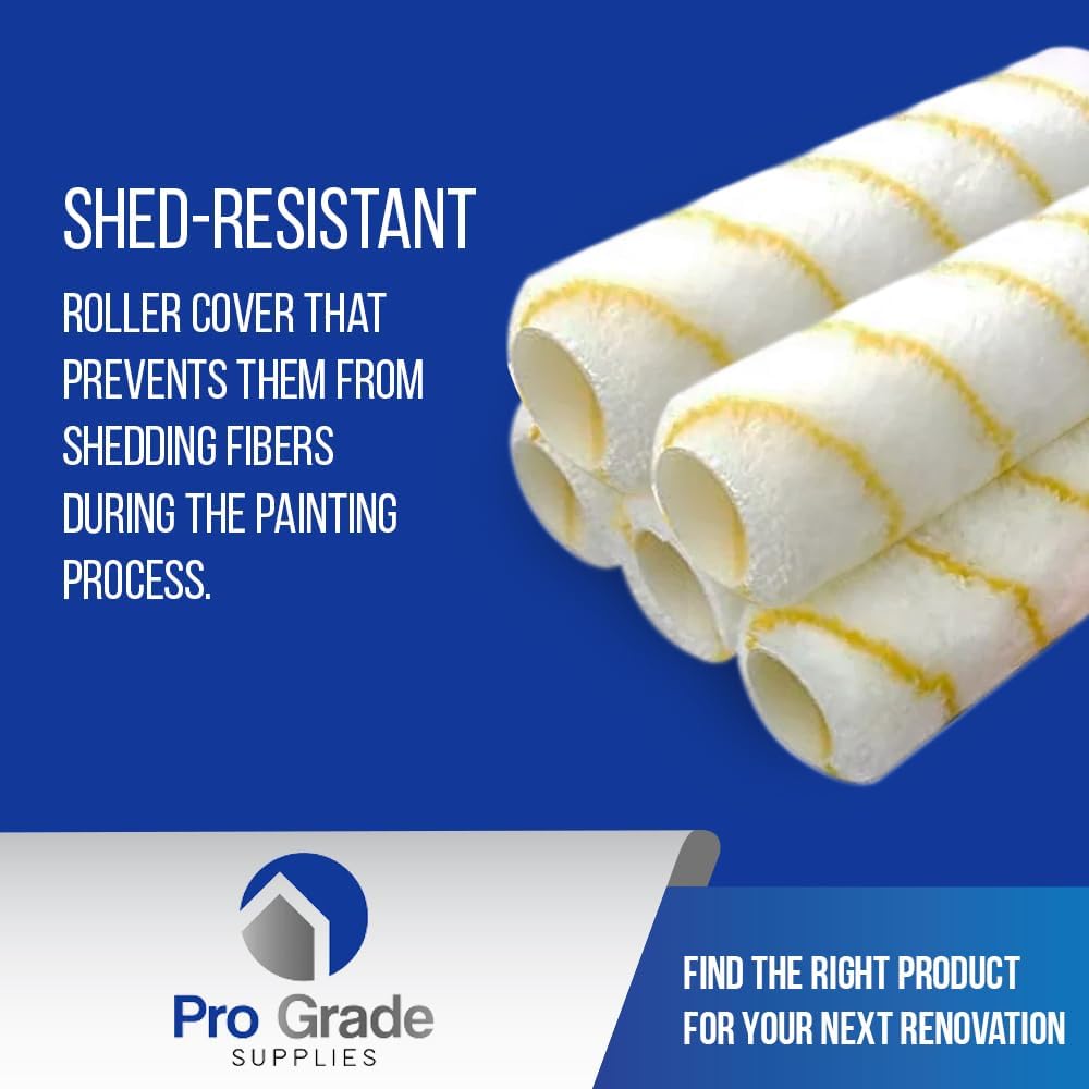 Pro Grade Paint Roller Covers, 9 Inch, 1/2 Inch Microfiber Nap, 5 Pack