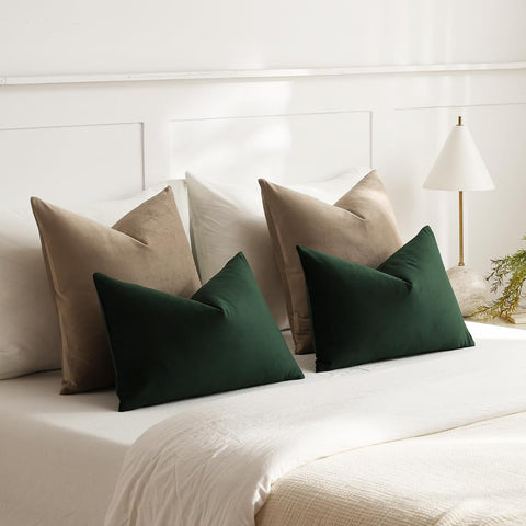 DEZENE Euro Sham Covers 26x26 Taupe: Pack of 2 Cozy Soft Velvet Square Modern Luxury Decorative Throw Pillow Cases for Sofa Couch Living Room Bed Home Decor