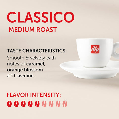 illy Ground Espresso Coffee, Classico Medium Roast, 8.8oz, 6 Pack