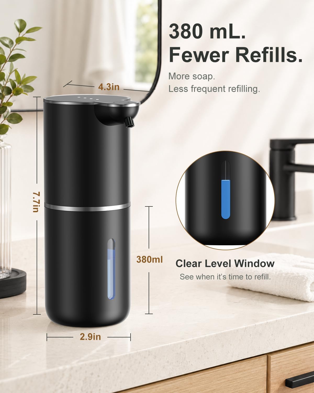 Fantictas Automatic Foaming Soap Dispenser Touchless, 4 Adjustable Levels