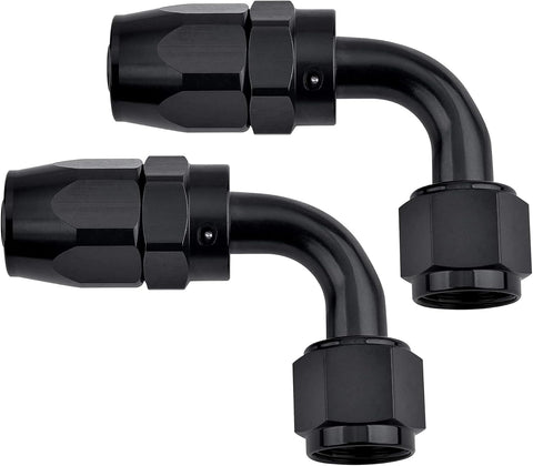 EVIL ENERGY 12AN Hose End Fitting 90 Degree Swivel for CPE Braided Hose Black 2PCS