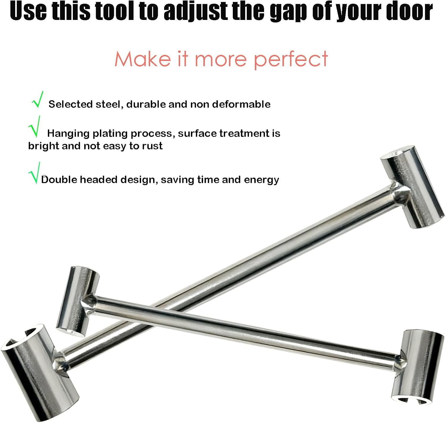 Door Hinge Gap Adjusting Wrench Tool, Upgraded Rolled Steel Door Hinges Adjustment Tool, 14-19mm Gap Adjusting Wrench, Rust-Proof Door Jamb Hinge Jig for Residential, Fire Doors, Light Sliver