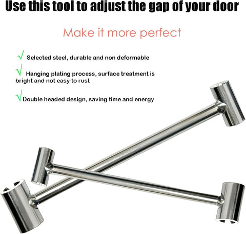 Door Hinge Gap Adjusting Wrench Tool, Upgraded Rolled Steel Door Hinges Adjustment Tool, 14-19mm Gap Adjusting Wrench, Rust-Proof Door Jamb Hinge Jig for Residential, Fire Doors, Light Sliver