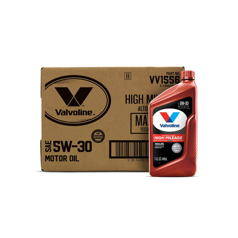 Valvoline High Mileage with MaxLife Technology 5W-30 Synthetic Blend Motor Oil 1 Quart (Pack of 6)