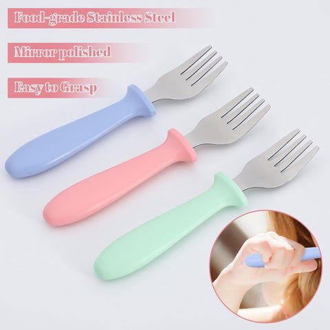 Pimoys 6-Pack Toddler Forks, 18/8 Stainless Steel with Plastic Handles