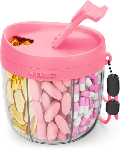 AMOOS Cute Pill Dispenser with Anti-Mix Design, 7-Slot, BPA-Free, Patented