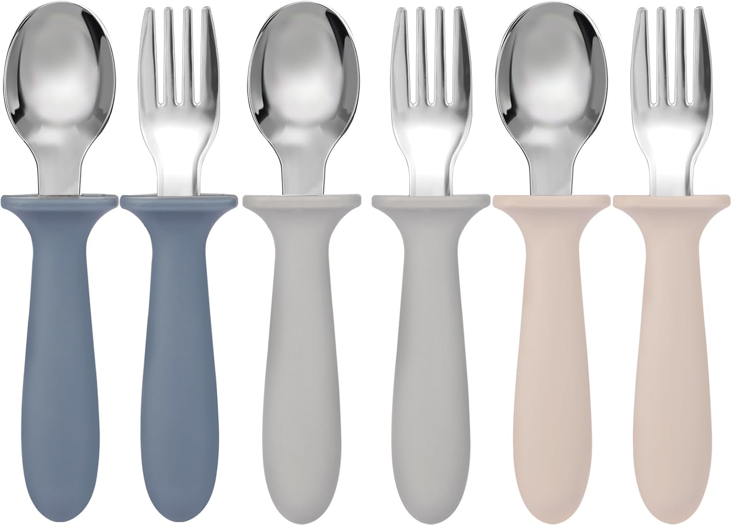 Eascrozn Toddler Forks and Spoons Set, 6 Pack Toddler Utensils, BPA Free