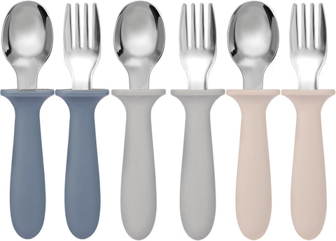 Eascrozn Toddler Forks and Spoons Set, 6 Pack Toddler Utensils, BPA Free