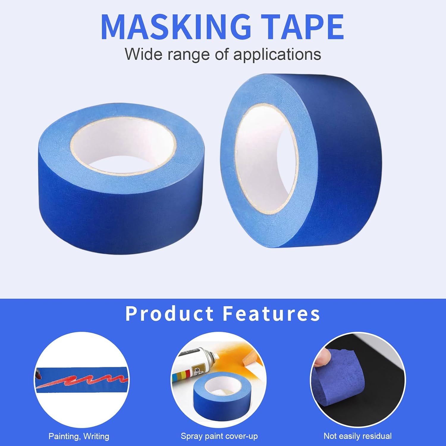 Painters Tape 2 Inch Wide, 8 Pack Blue Masking Tape for General Purpose Use, 2 Inches x 55 Yards x 8 Rolls, 440 Yards in Total