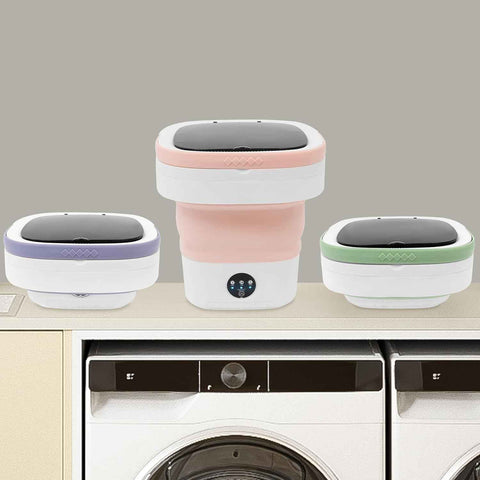 Portable Washing Machine 12l,Mini Washer,Large Capacity Folding,Simulated Handwashing Wheel Design/Blue Light Function For Deep Cleaning Of Underwear & Baby Clothing. (Pink)