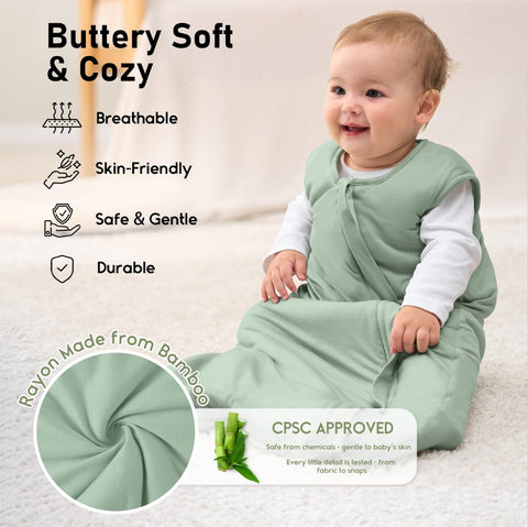 Yoofoss Baby Sleep Sack 0-6 Months Rayon Made from Bamboo 1.0 Tog