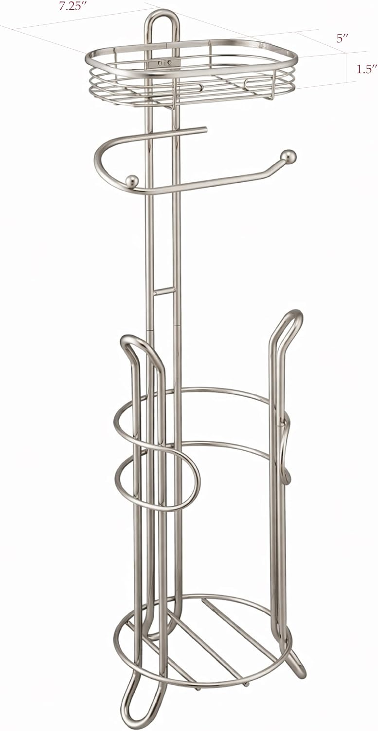 SunnyPoint Bathroom Heavyweight Toilet Tissue Paper Roll Storage Holder Stand with Reserve and Shelve, The Reserve Area Has Enough Space to Store Mega Rolls. (SN)