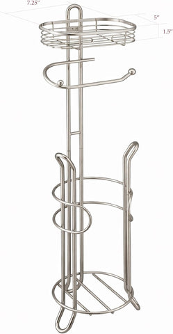 SunnyPoint Bathroom Heavyweight Toilet Tissue Paper Roll Storage Holder Stand with Reserve and Shelve, The Reserve Area Has Enough Space to Store Mega Rolls. (SN)