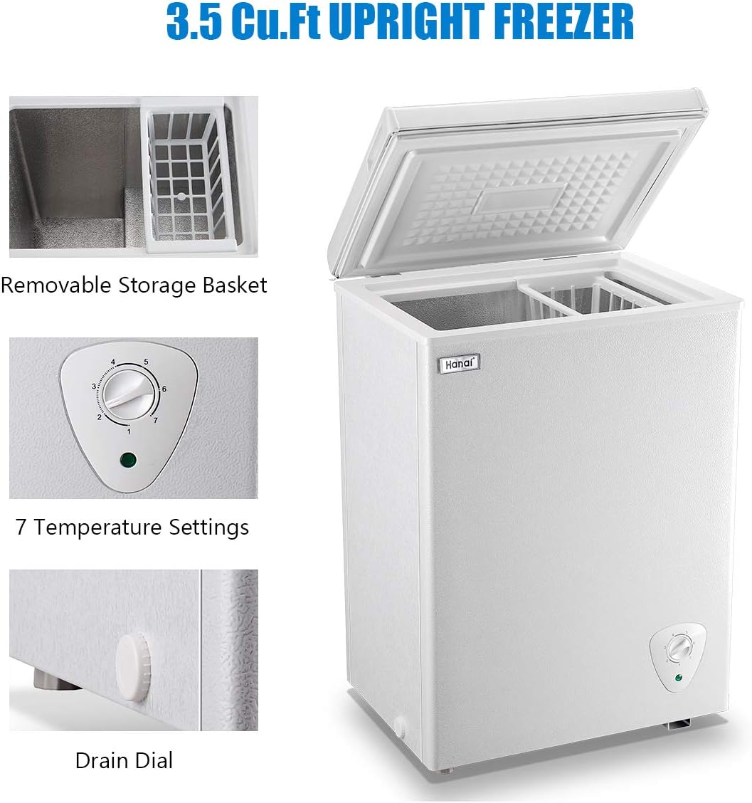 Deep Freezer 3.5 Cu.Ft Mini Chest Freezer for Apartment Basement Business