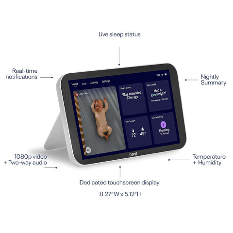 Nanit Display Screen - 8" Touchscreen Dedicated Baby Video Monitor - HD