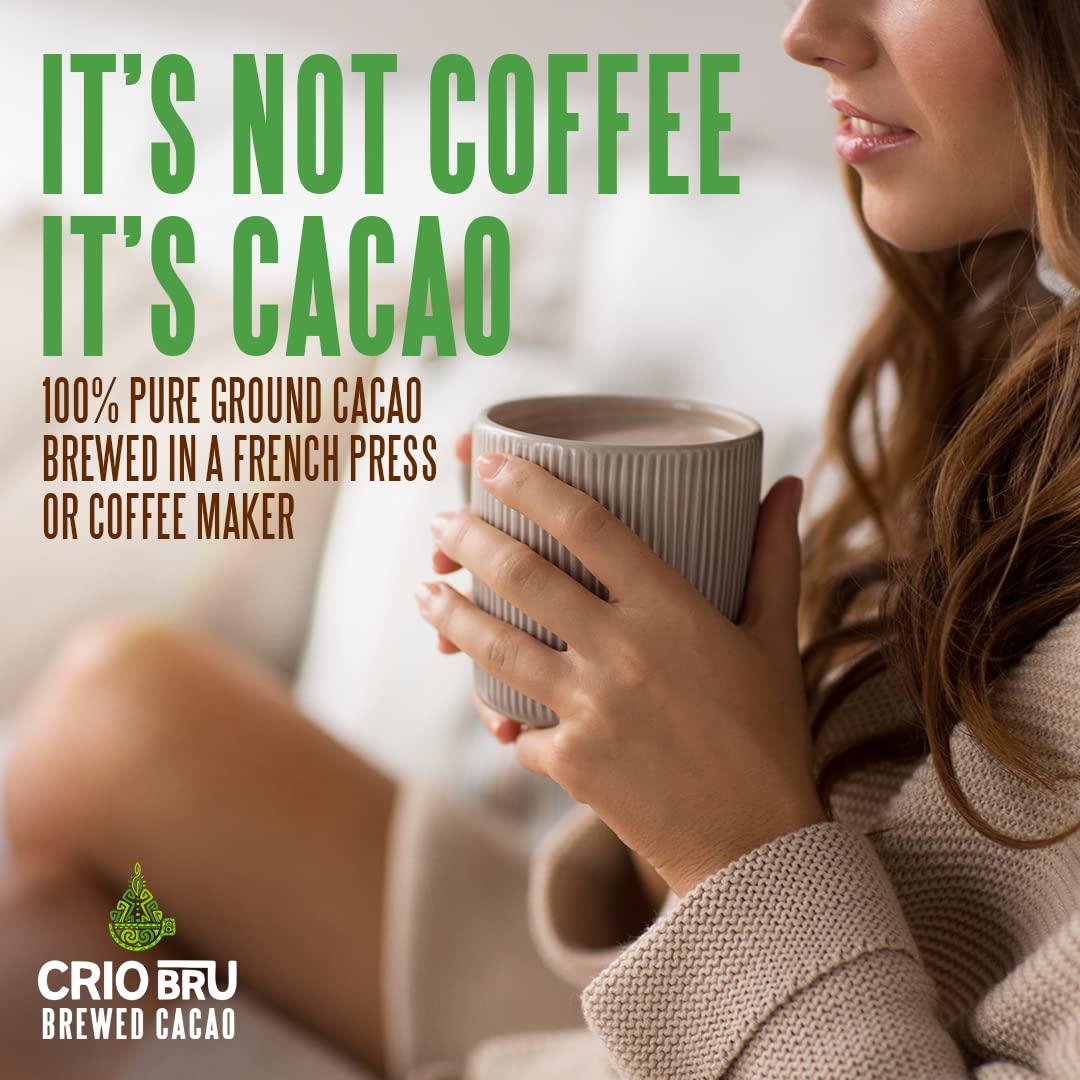 Crio Bru Brewed Cacao Ghana French Roast 3lb (48oz) - Coffee Alternative Natural Healthy Drink | 100% Pure Ground Cacao Beans | 99.99% Caffeine Free, Keto, Low Carb, Paleo, Brew And Enjoy Hot or Iced