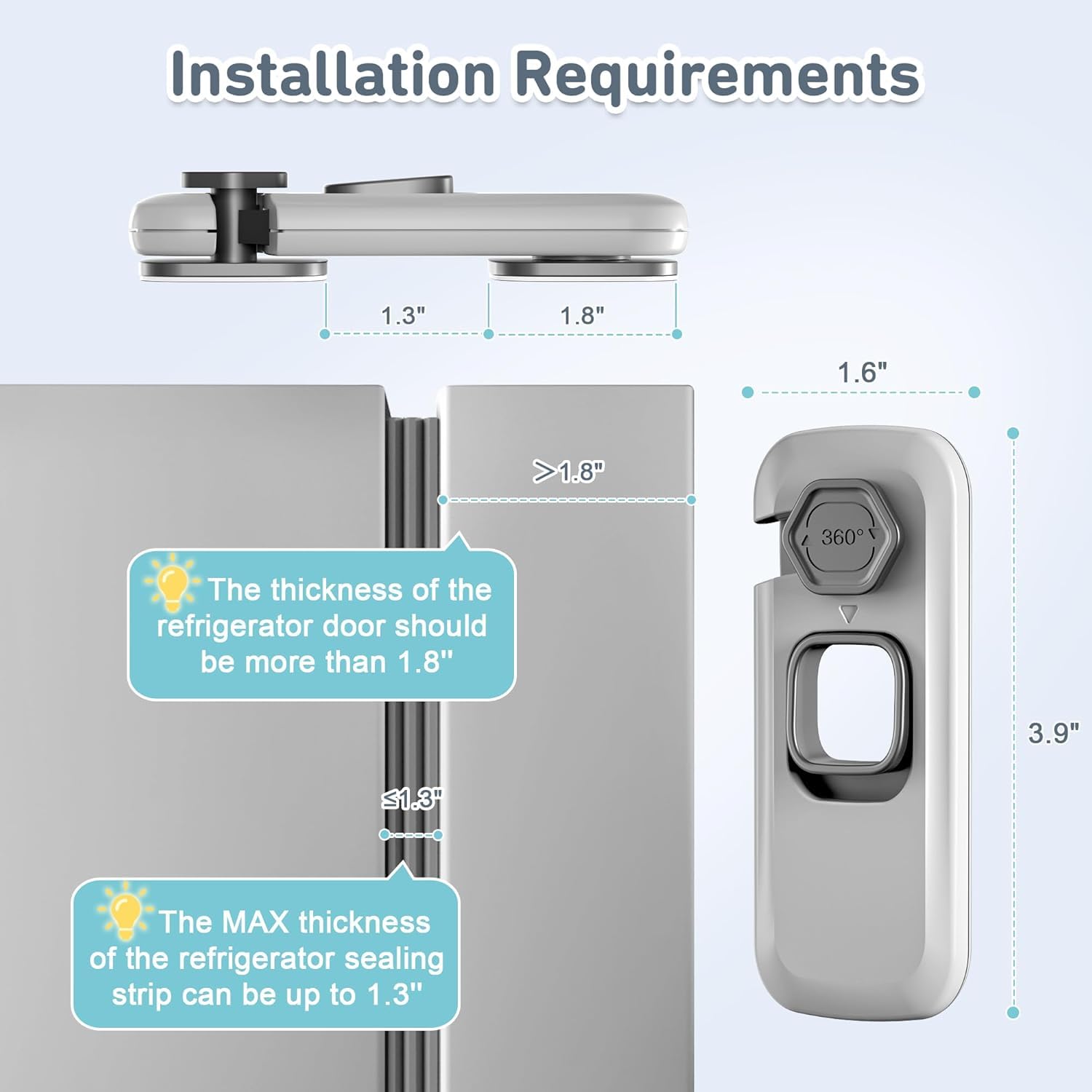 2 Pack Fridge Lock, Freezer Door Lock Child Safety, 3M Adhesive Hold