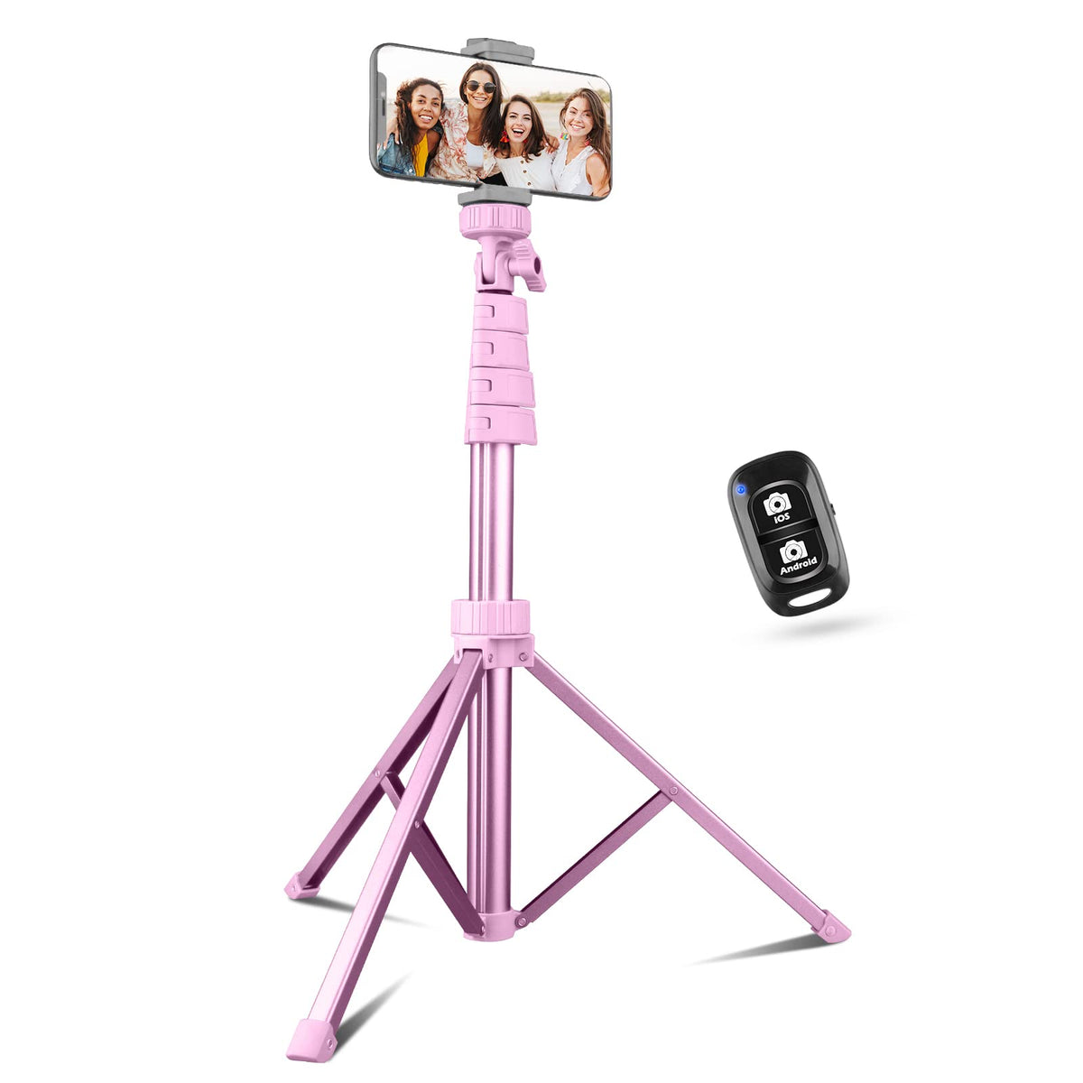 Sensyne 62" Phone Tripod & Selfie Stick, Extendable Cell Phone Tripod Stand with Wireless Remote and Phone Holder, Compatible with iPhone Android Phone, Camera