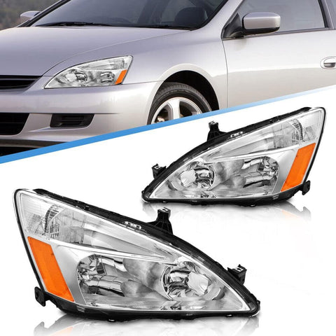 for 2003-2007 Honda Accord Headlights Assembly Chrome Pair