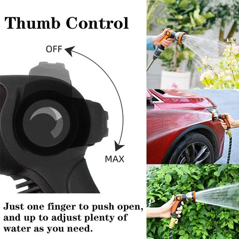 Garden Hose Nozzle Spray Nozzle,10 Hose Metal Duty Watering Patterns Thumb Control On Off Valve, High Pressure Nozzle Sprayer for Watering Plants, Car Wash,Cleaning,Showering Pets