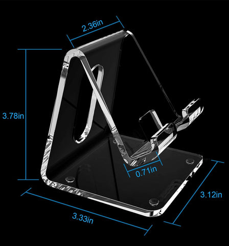 Crpich Acrylic Cell Phone Stand, Portable Phone Holder, Clear Phone Stand for Desk, Compatible with Phone16 15 14 13 12 Pro Max 11 Xr Plus SE, Switch, Android Smartphone, Pad, Desk Accessories, 2 Pack